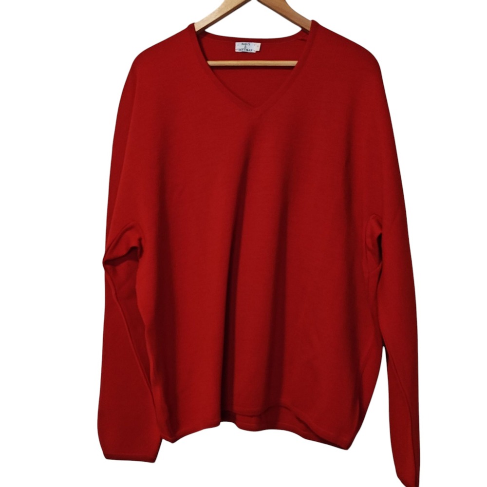 VTG‎ Maus & Hoffman Wool Sweater Pullover Men's XL Retro Red V-Neck USA